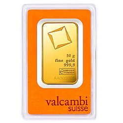 Valcambi Suisse 50 Gram Gold Bar