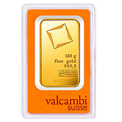 Valcambi Suisse 100 Gram Gold Bar