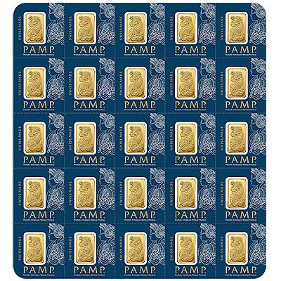 PAMP Fortuna 25 x 1 Gram Multigram Gold Bars