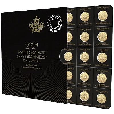 2024 25 x 1g Gold Maplegram Coins