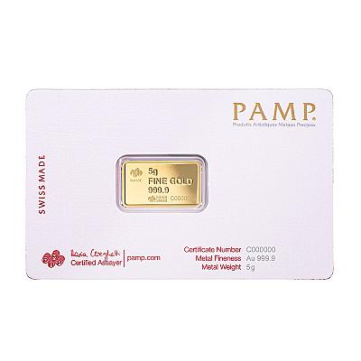 PAMP 5g Gold Bar - America The Free American Buffalo